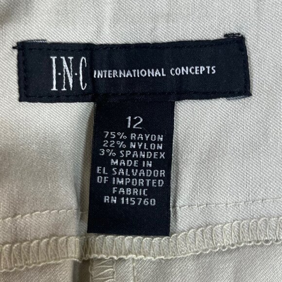 INC International Concepts Wide Leg Regular Fit Pants Womens 12 Toad Beige New - Picture 7 of 12